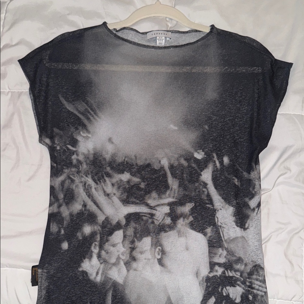 Topshop Black and White Graphic Short Sleeve Tee